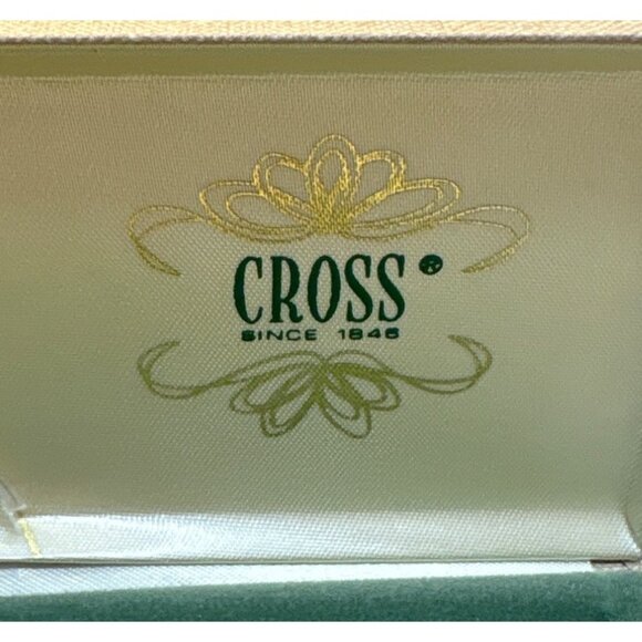Vintage Cross Pen Storage Box Case Gold Tone Hinged Green Velvet Lining - Picture 7 of 9